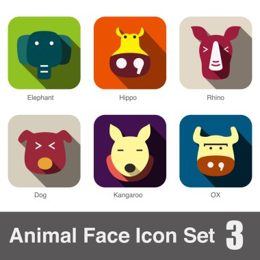 Hayvan yüz düz simgesi, vektör