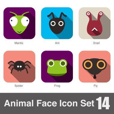 Hayvan yüz düz simgesi, vektör