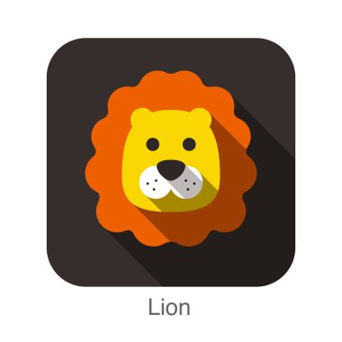 Aslan hayvan yüz düz simgesi