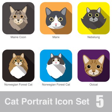 Kedi doğurmak yüz karikatür düz simgesi desig