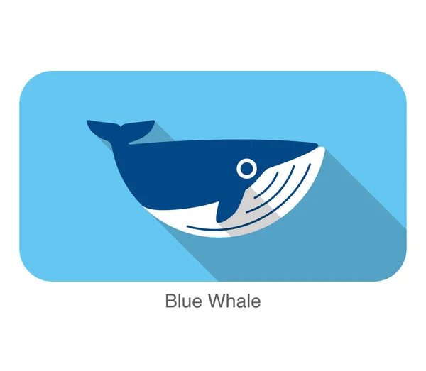 Balena Blu Nuoto Nel Design Piatto Icona Mare — Vettoriale Stock