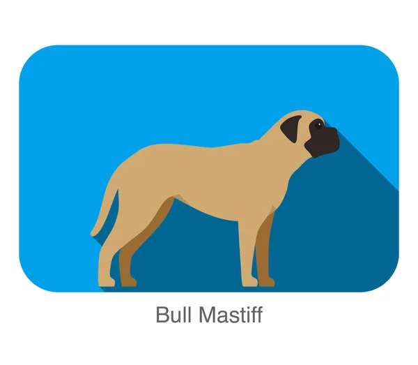 Ras Hond Staande Grond Zijkant Hond Cartoon Afbeelding Serie — Stockvector