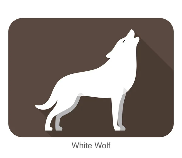 White Wolf Standing Roaring — Stock Vector