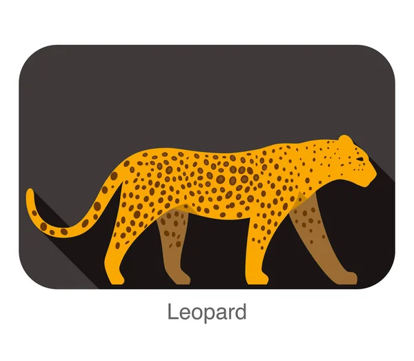 Leopard Wandern Seite Flach Icondesign — Stockvektor