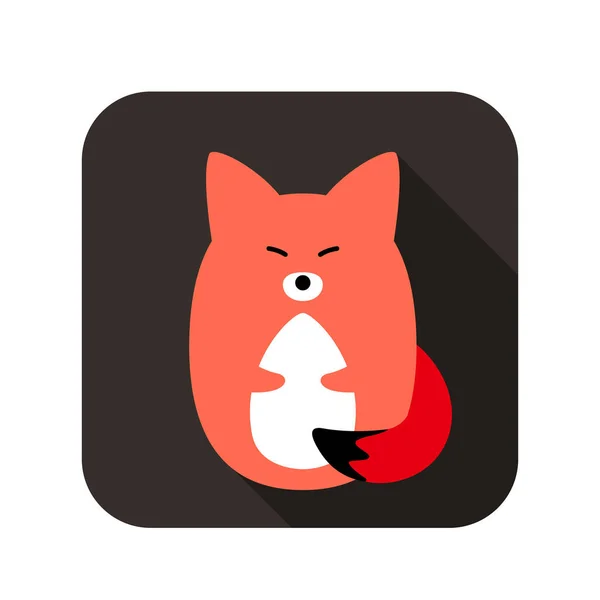 可爱的红狐狸脸和身体的平面设计 — 图库矢量图片