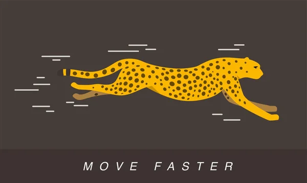 Cheetah Che Corre Più Veloce Vista Laterale Design Piatto Vettore — Vettoriale Stock