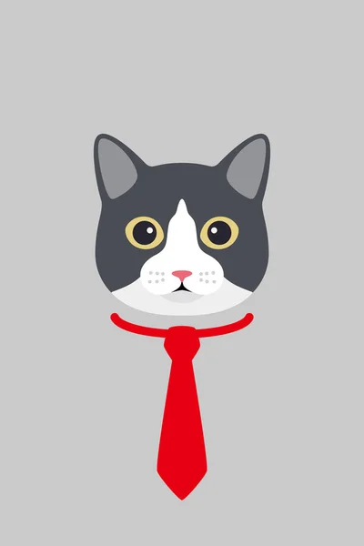 Manx Cat Господа Носить Галстук Мода Портрет Кошки — стоковый вектор