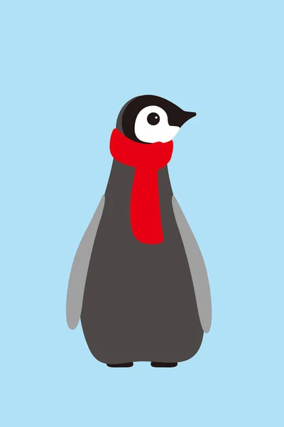 Cute Pingwina Dziecko Ubrany Szalik — Wektor stockowy