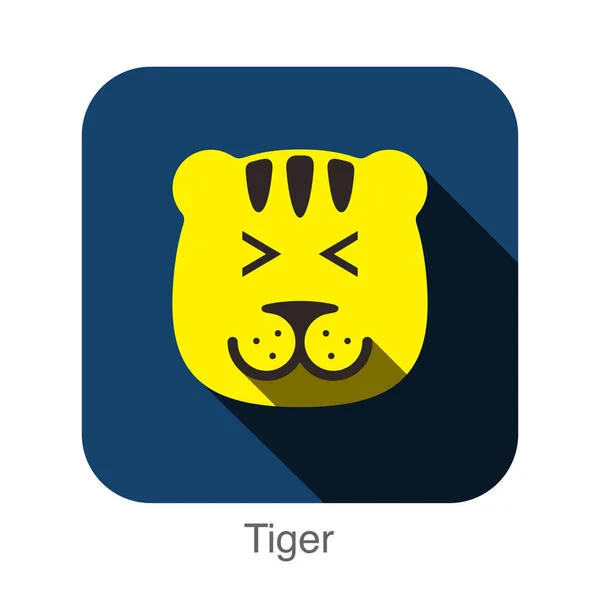 Tigre Face Plana Ícone Design Série Ícones Animais — Vetor de Stock