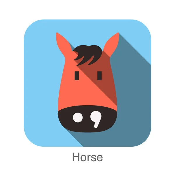 Лошадь Лицо Плоский Значок Дизайн Животных Иконы Серии — стоковый вектор