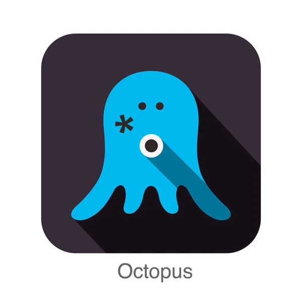 Chobotnice Tvář Ploché Ikony Designu Řada Zvířat Ikony — Stockový vektor