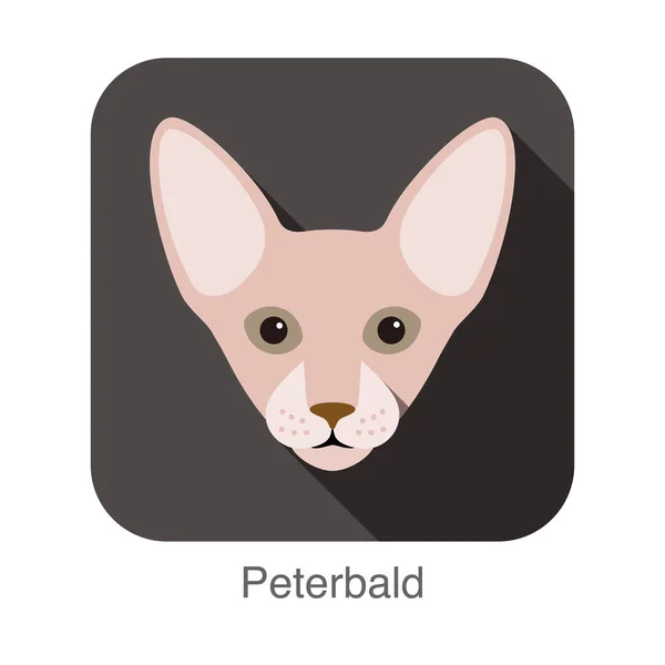 Peterbald Katze Katze Rasse Gesicht Cartoon Flache Icondesign — Stockvektor