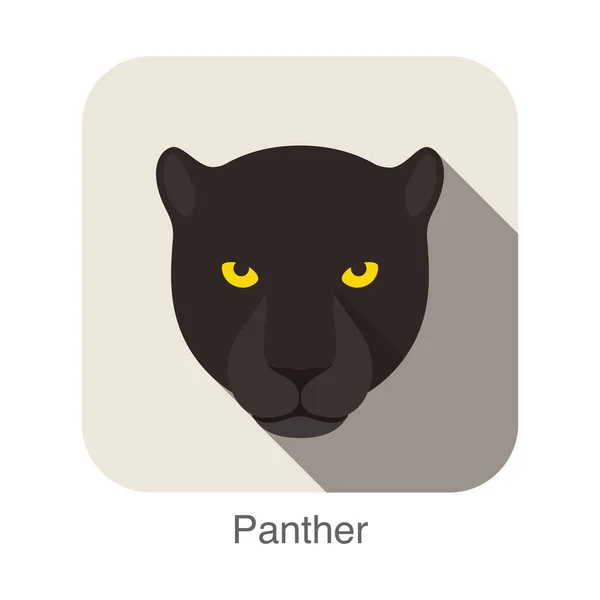 Panther Katze Rasse Gesicht Cartoon Flat Icondesign — Stockvektor