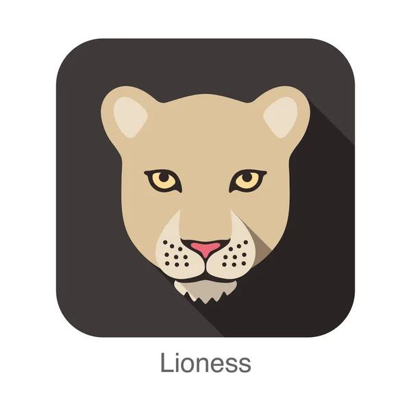 Lion Dessin Animé Visage Race Chat Version Icône Plate — Image vectorielle