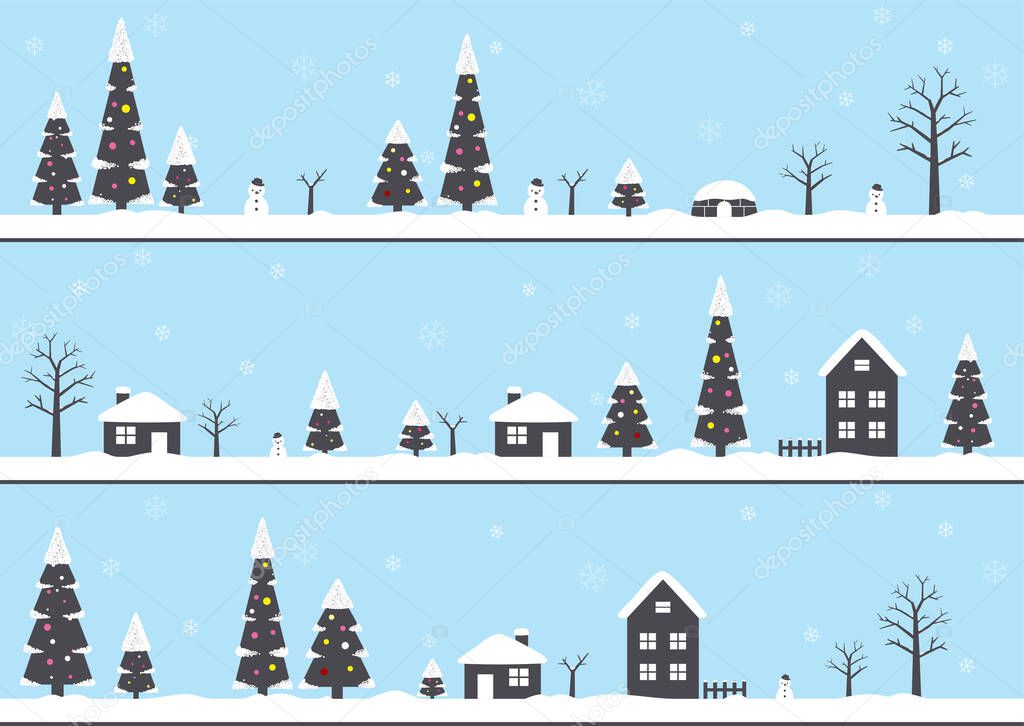 winter, Christmas with snow, forest, house,