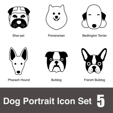 Köpek yüz portresi seti