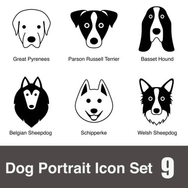 Köpek yüz portresi seti