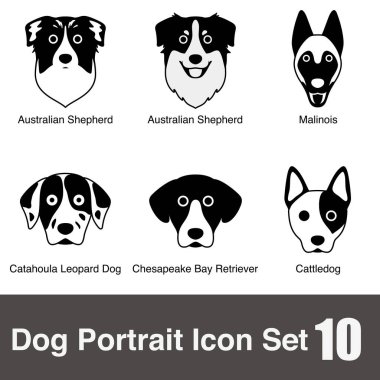 Köpek yüz portresi seti
