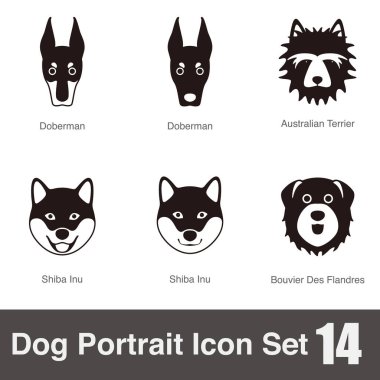 Köpek yüz portresi seti