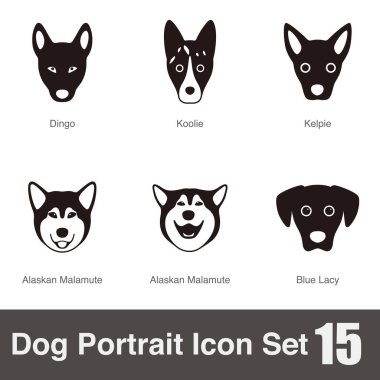 Köpek yüz portresi seti