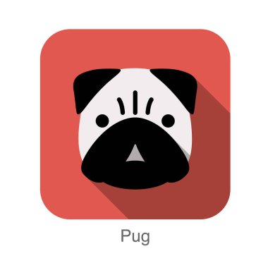 Pug köpek yüzü düz tasarım