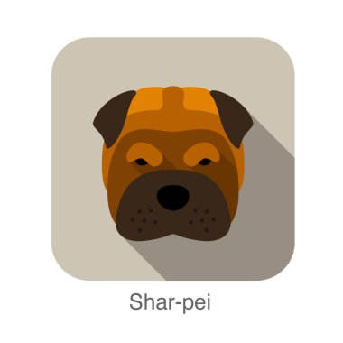 Shar-pei köpek yüz düz simgesi