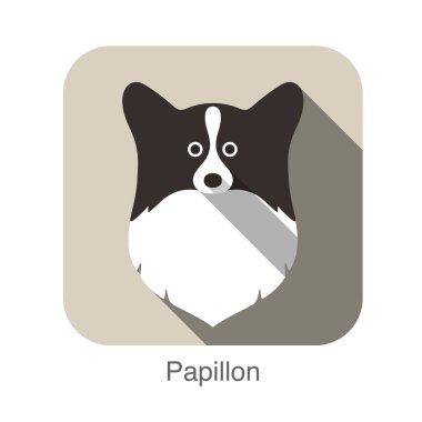 Papillon köpek yüz düz simgesi