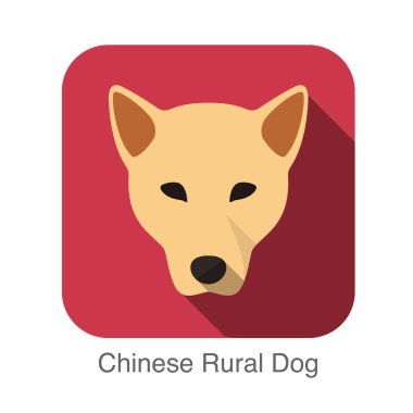 Çin kırsal köpek yüz düz simgesi, köpek serisi