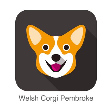 Hırka Galce Corgi köpek yüz portre düz simgesi tasarım