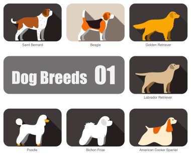 Köpek çiftleşir, yerde durur, yan görünüm, vektör illüstrasyonu, köpek çizgi film serisi