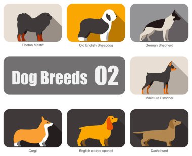 Köpek çiftleşir, yerde durur, yan görünüm, vektör illüstrasyonu, köpek çizgi film serisi