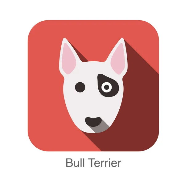 Bull Terrier Hund Flache Tier Gesicht Design Vektor — Stockvektor
