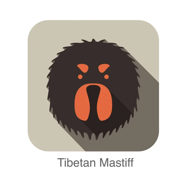 Projeto Liso Cara Cão Mastim Tibetano — Vetor de Stock