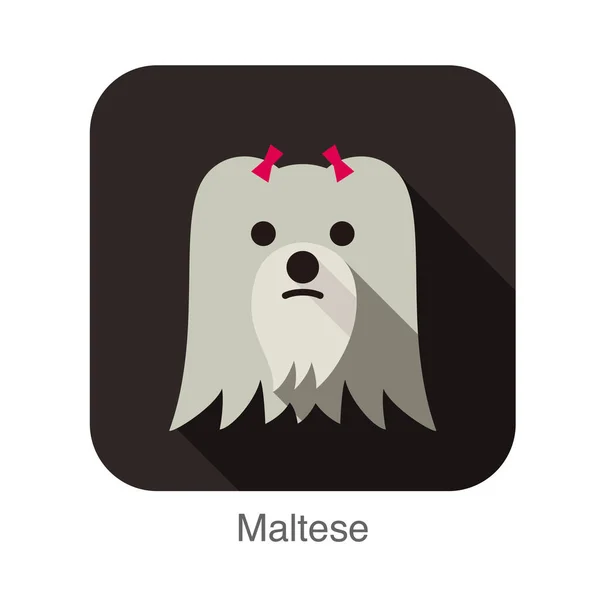 Maltese Hond Platte Gezicht Pictogram — Stockvector