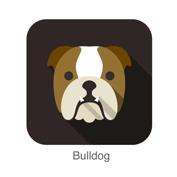 Bulldog Hond Gezicht Platte Pictogram — Stockvector