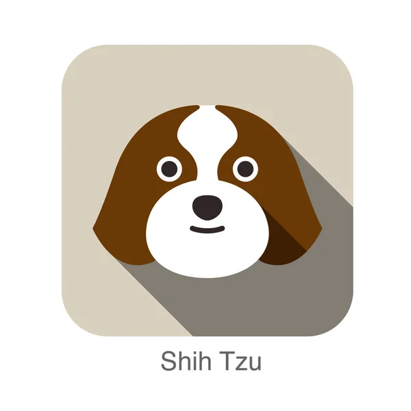 Shih Tzu Honden Gezicht Platte Pictogram — Stockvector