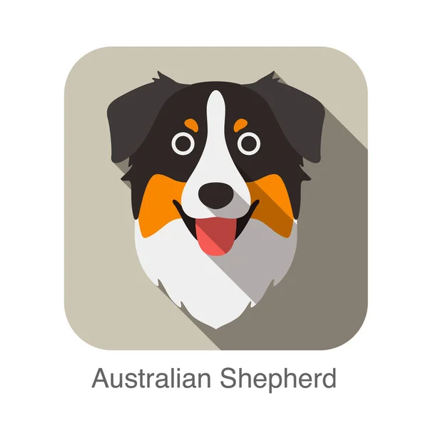 Australischer Schäferhund Flach Symbol Hund Serie — Stockvektor