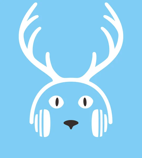 头戴耳机的卡通鹿儿 享受音乐 — 图库矢量图片