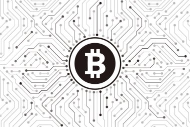 Bitcoin dijital para birimi, gelecekteki dijital para, vektör illüstrasyonu