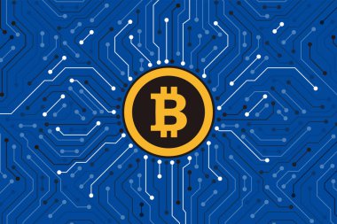 Bitcoin dijital para birimi, gelecekteki dijital para, vektör illüstrasyonu
