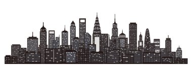 Beyaz arkaplanda Modern Şehir Skyline