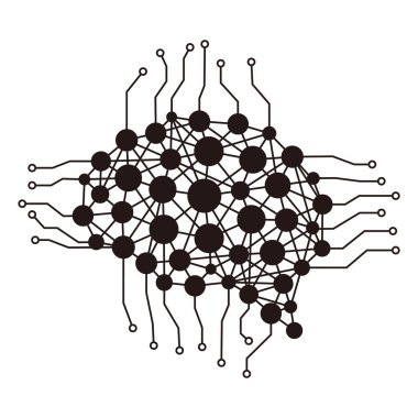 Yapay zeka konsepti, nöron ve mikroçip, vektör illüstrasyonu