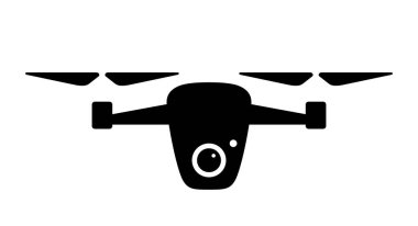 Drone simgesi tasarımı, uçuşu, vektör illüstrasyonu