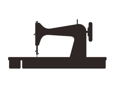 Eski dikiş makinesi silueti, vektör çizimi