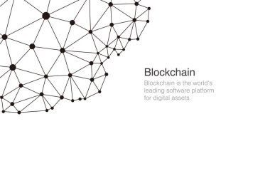 Blockchain veya Science, vektör illüstrasyonunun dijital arkaplanı