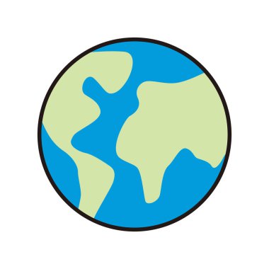 Dünya basit düz simgesi, vektör illüstrasyonu