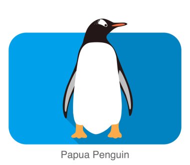 Papua penguen, Gentoo pengueni, ayakta, vektör çizim