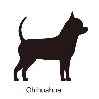 Chihuahua köpek silueti, yan görüş, vektör illüstrasyonu