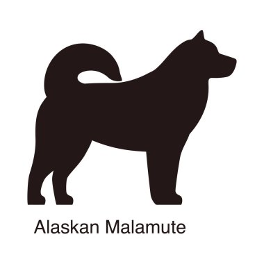Alaska Malamute köpek silueti, yan görüş, vektör illüstrasyonu