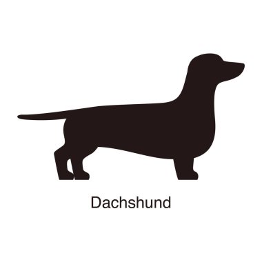 Dachshund köpek silueti, yan görünüm, vektör illüstrasyonu